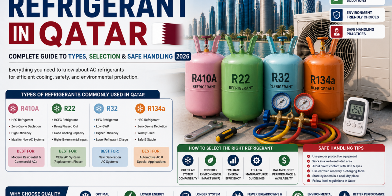 Air Conditioner Refrigerant in Qatar : Complete Guide to Types, Selection & Safe Handling (2026)